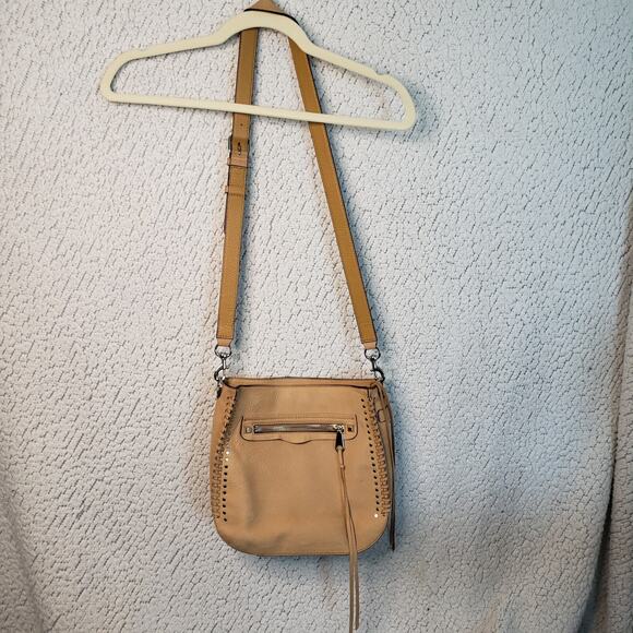Rebecca Minkoff Crossbody Bag Women Tan Leather Boho Adjustable Strap - Picture 1 of 11